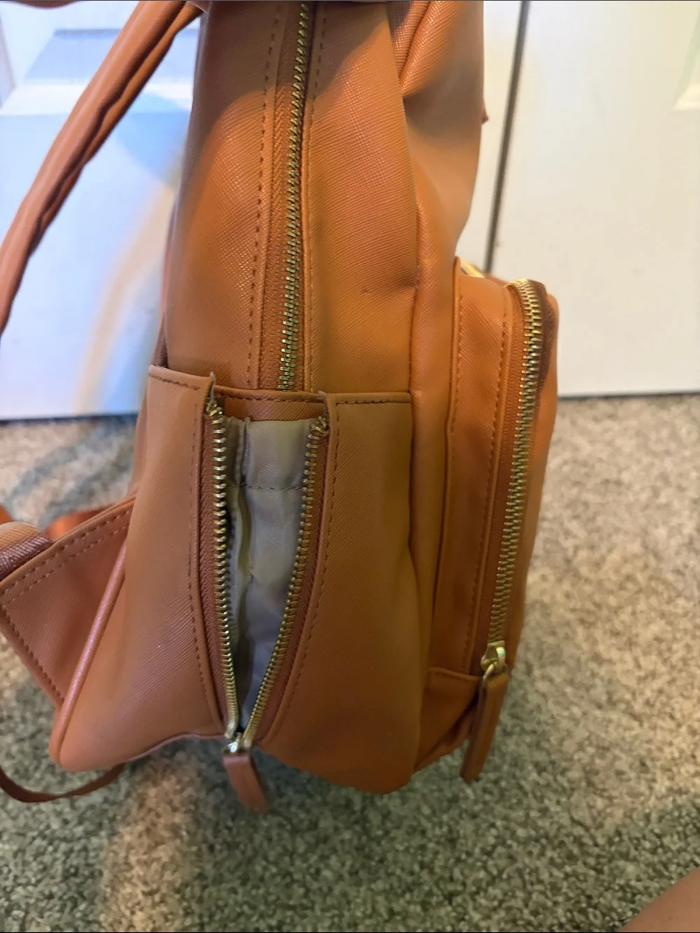 Tshy Tan Faux Leather Backpack